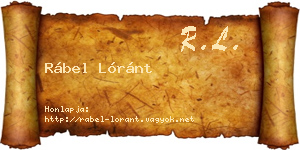 Rábel Lóránt névjegykártya